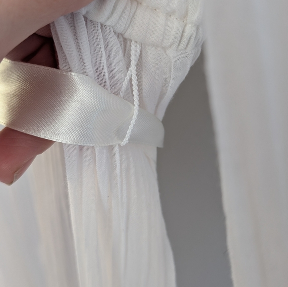 Vintage Cotton Wedding Dress, Long Sleeve, Lace, Flutter Collar, Size 13 - Picture 8 of 15